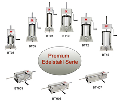 Vertikální plnička klobás (narážečka) Beeketal BT12 na 12L + 5 nerezových nástavců
