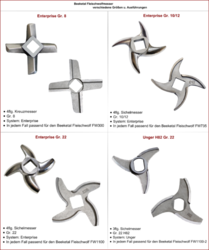 Nerezový řezací nůž Nr. 22 do elektrického řeznického mlýnku na maso BEEKETAL FW1100 220 kg/hodina a FW900P 300 kg/hodina - velikost 22 nůž do masostrojku