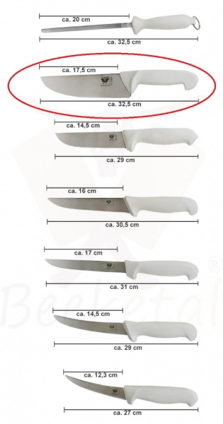 neměcký řeznický nůž BEEKETAL, rovné tuhé ostří 17,5 cm