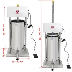 Elektrická vertikální plnička klobás (narážečka) Beeketal BT30-E na 30L + 4 nerezové nástavce Elektrická vertikální plnička klobás (narážečka) Beeketal BT30-E na 30L + 4 nerezové nástavce
